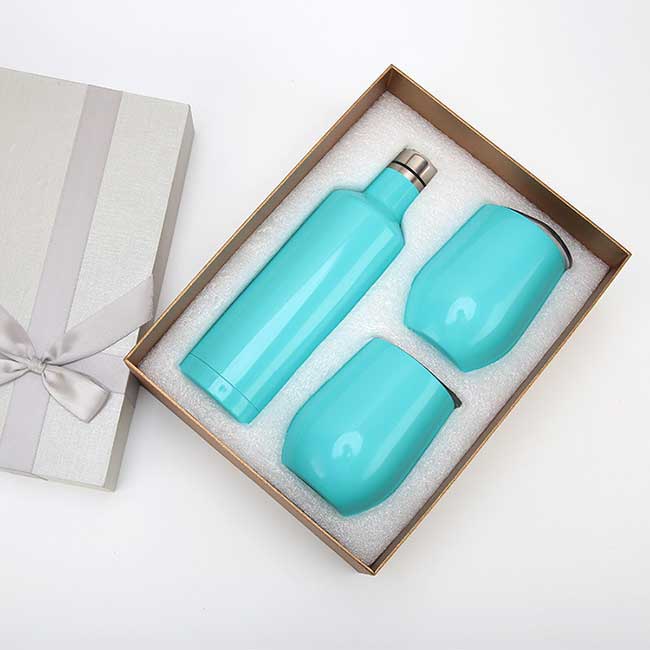 New Christmas gift Vacuum Insulated Wine Tumbler and Stainless steel Wine Bottles set Gifts Box Packing