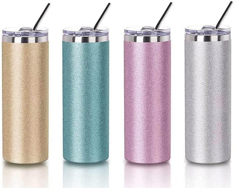 Hot sale of 20 oz Glitter Skinny sublimation tumblers