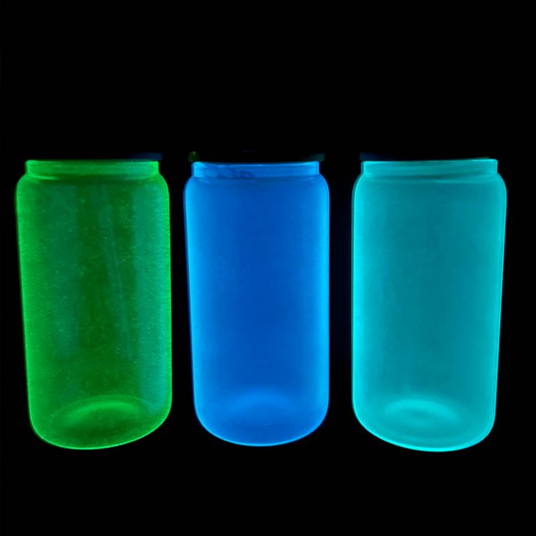 Best Glow in the dark sublimation Glass can with bamboo lid and straw coffee water soda shaped beer Luminous sublimation blanks in 2022