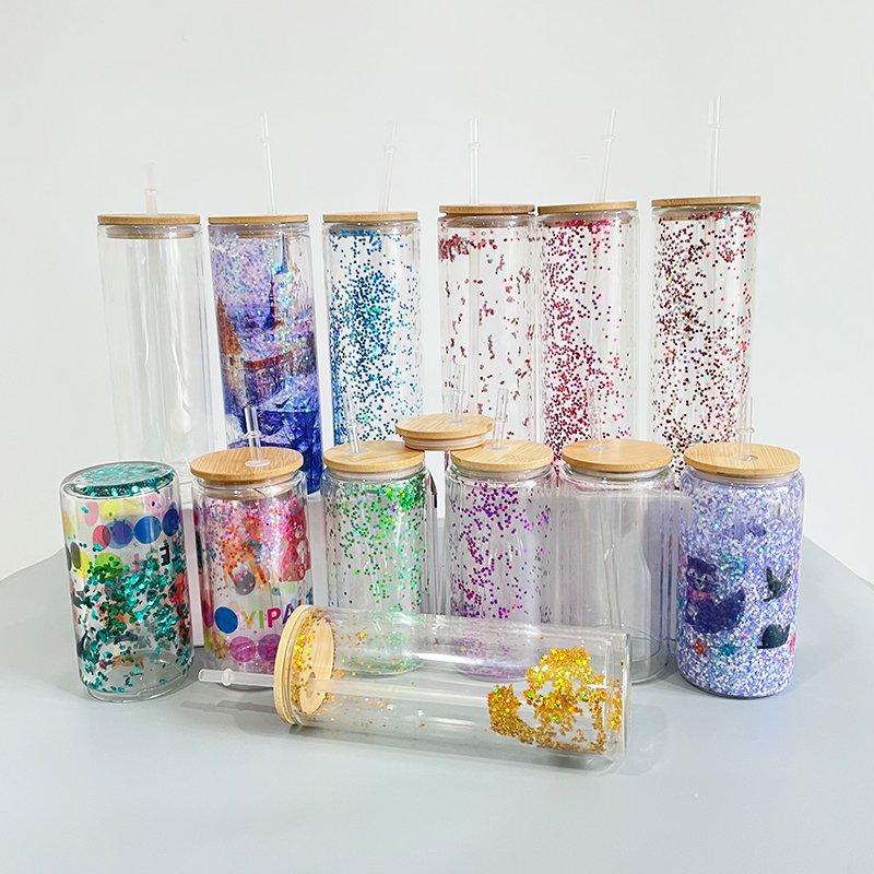 Double Wall Snow globe glass Tumbler